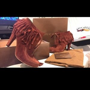 Gucci fringed booties moccasins 38.5